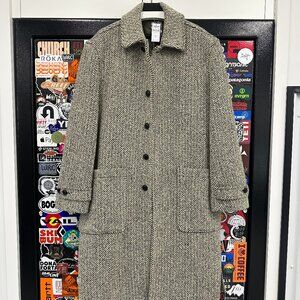 Todd Snyder Oversized Wool Herringbone Balmacaan in Cream